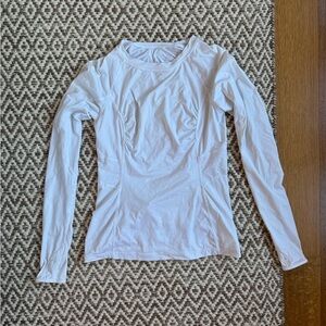 lululemon White Long Sleeve Top with Ruched Detail
